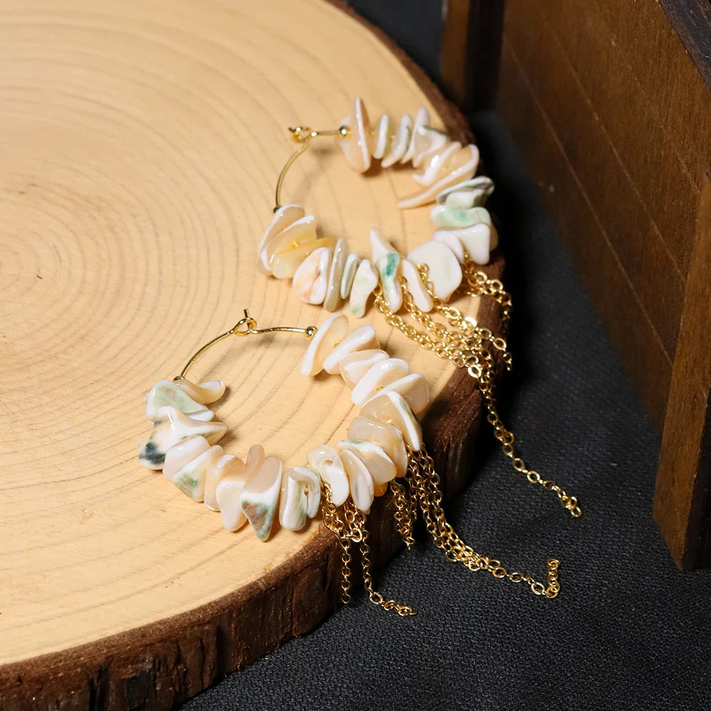 Natural Shell Stream Su Earrings Korean Style Women Luxury Jewelry Fashion Ladies and Girls Gift GE1579