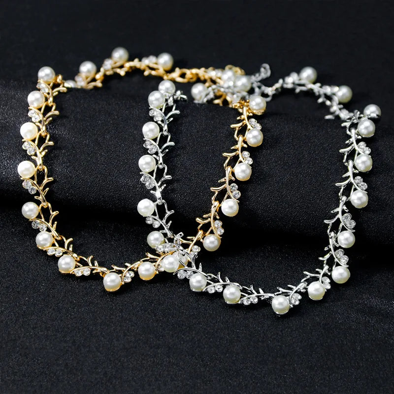 RFJEWEL Bridal Jewelry Necklace Earrings Bracelet Set Plated for Wedding Dress Gold with Pearl Stone Cheap Price Luxury Romantic