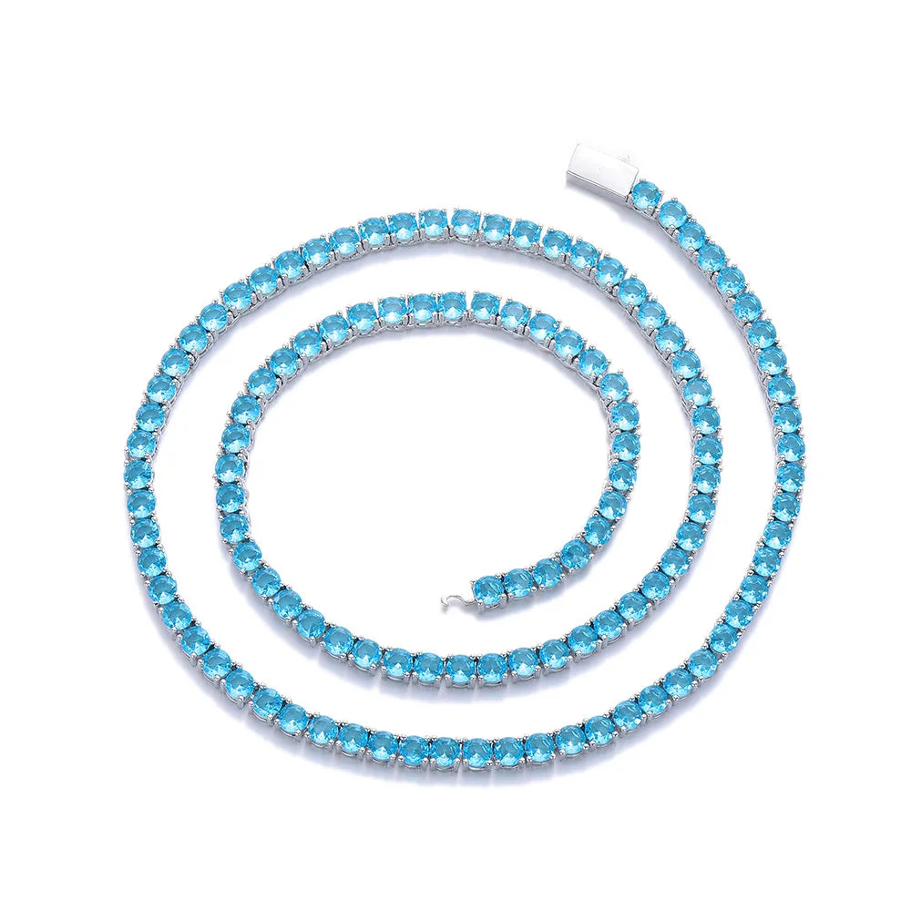 S&S 4mm Iced Out CZ Tennis Chain Necklace — Coloured Zircon | Gold, Silver & Black | S&S Collection