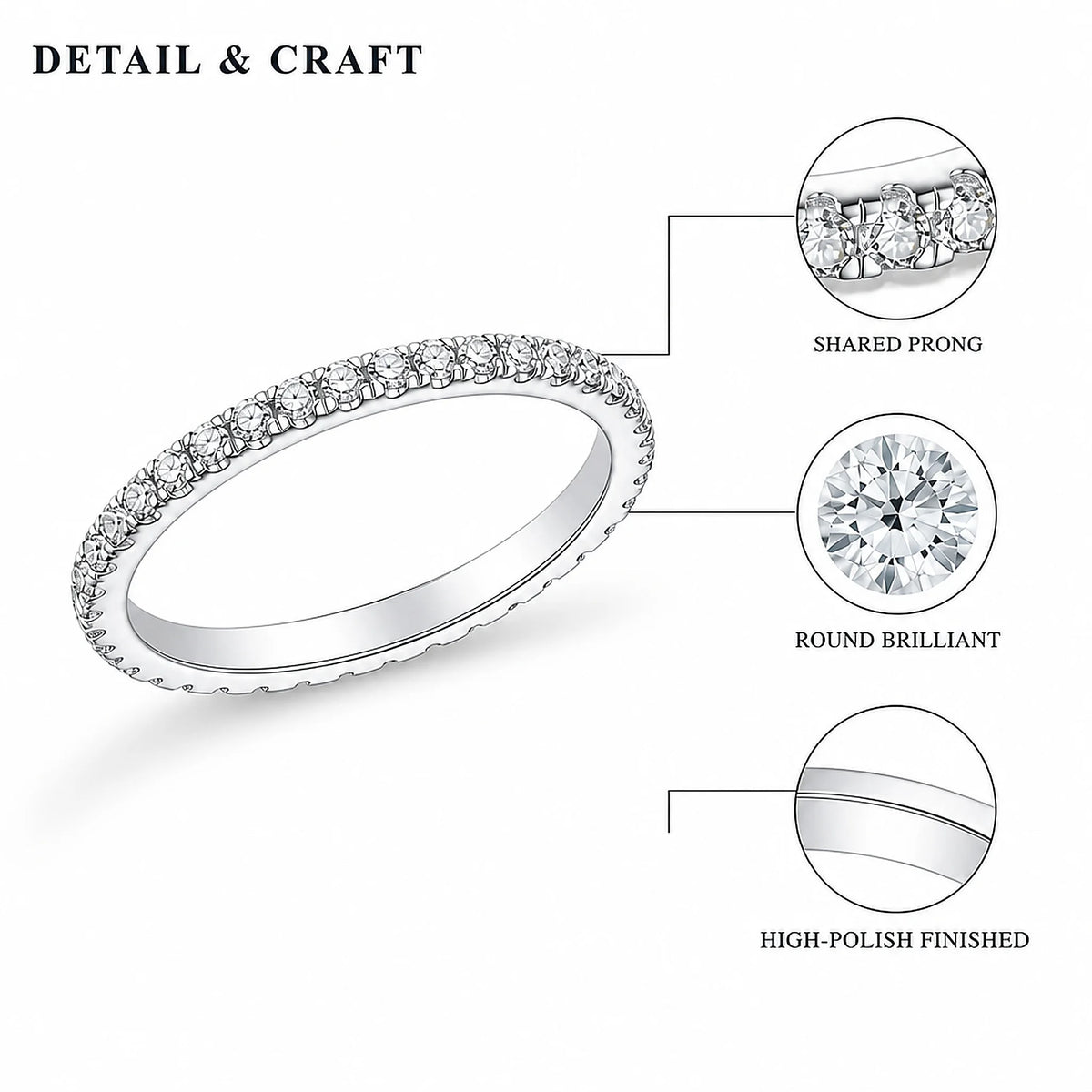 Gioiellieri Round Brilliant Lab Grown Diamond Half Eternity Band 1.5mm DEF VVS 9K 10K 14K 18K Gold Platinum Women Fine Jewelry