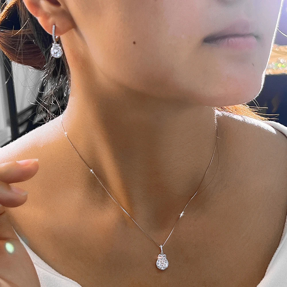 Shimmering White Round Cut Cubic Zirconia S925 Sterling Silver Jewelry Set for Women Anniversaries Special Occasions Ideal Gift
