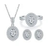 ArtistA Custom 925 Sterling Silver Moissanite Ring Earring and Pendant Necklace Set Matching Bridal Mothers Day Jewelry Set for Women