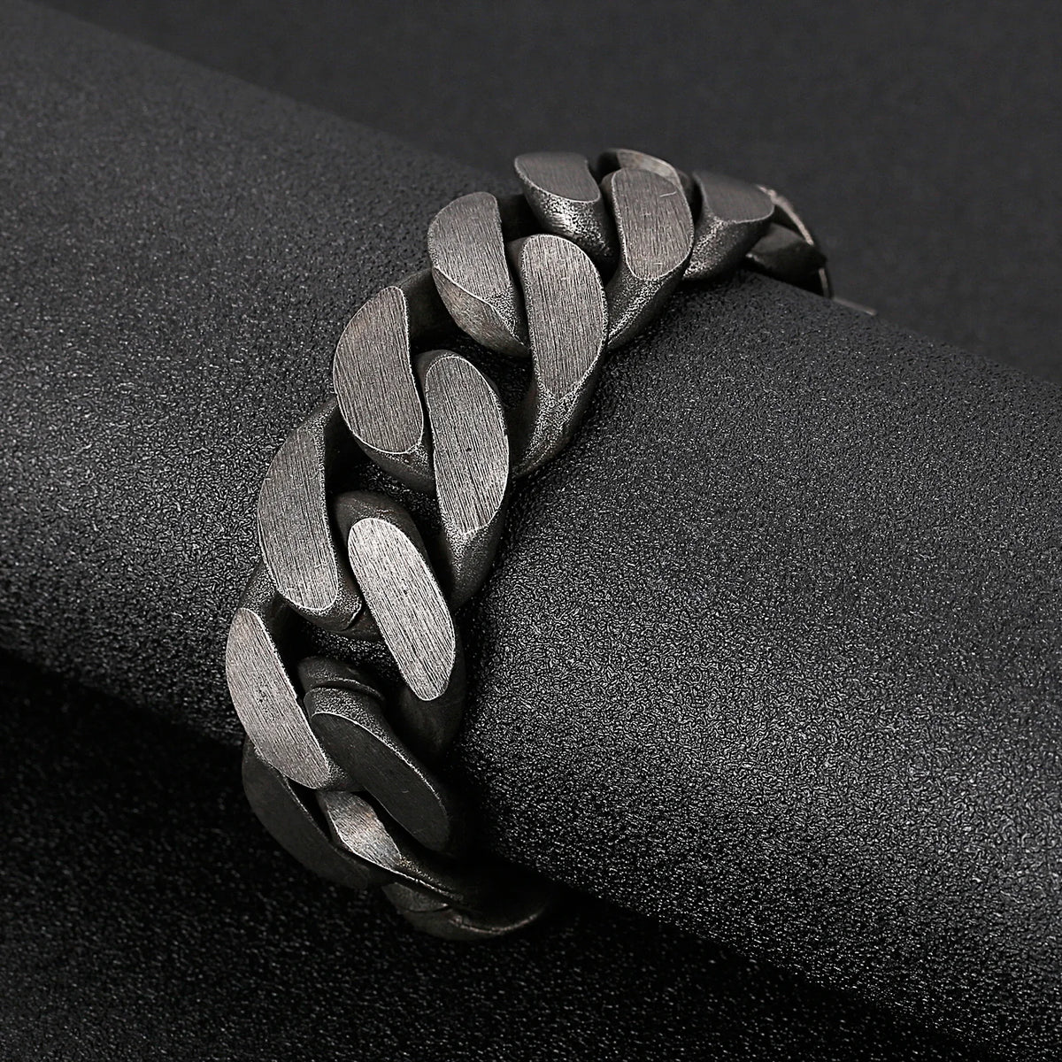 REBEL 316L Cuff Jewelry Hip Hop Cuban Link Chain Bracelet Stainless Steel Men Bangle