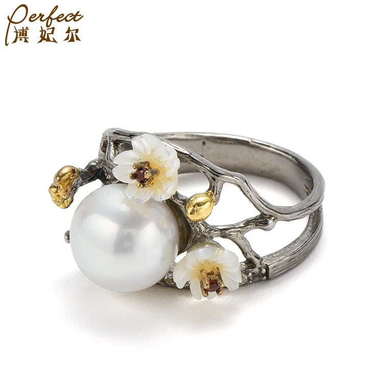 New Product Elegant Luxury Pearl Accessories Women Jewelry Classic Silver Couple Ring