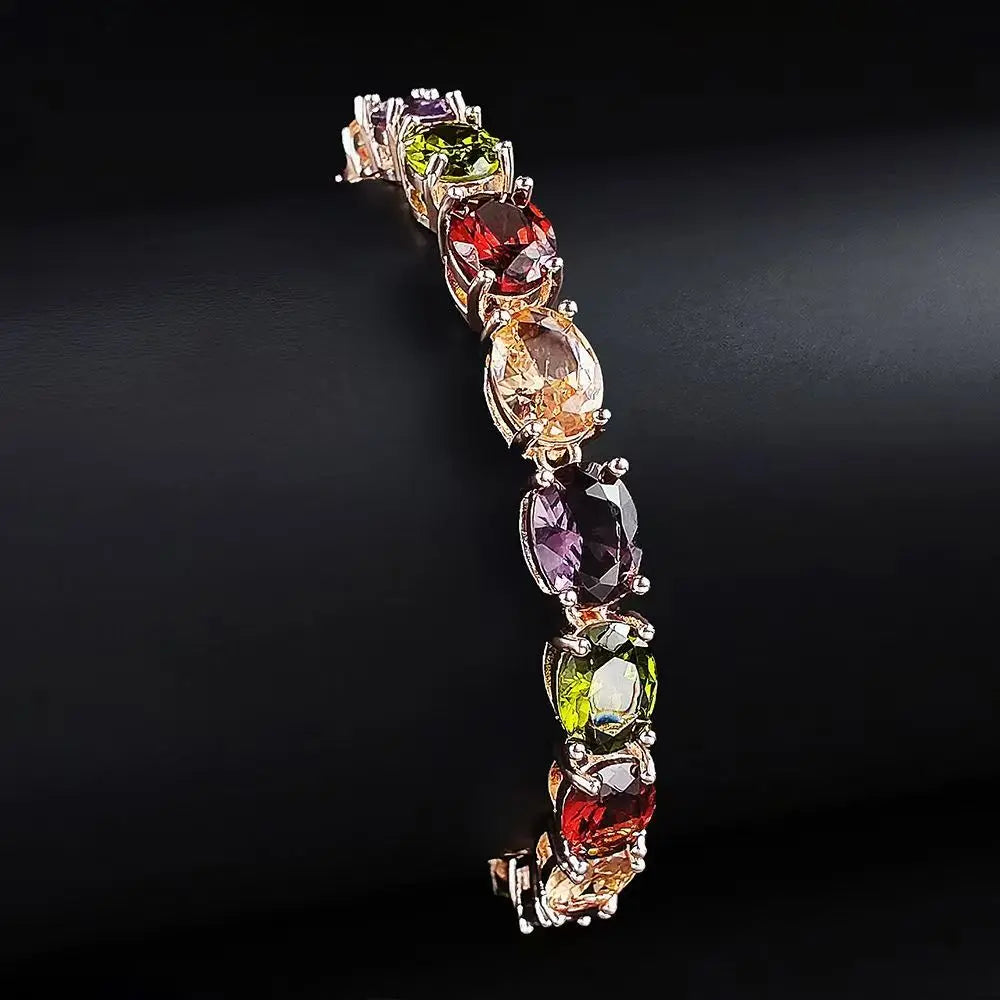 Exquisite High-End Tennis Chain High Quality Colorful Zircon Bracelet Personalized Fashion Style