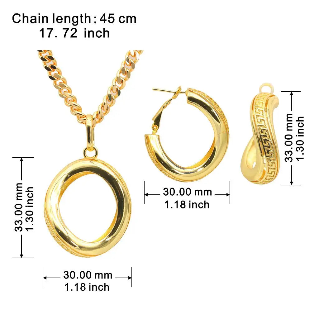 XOTICA Elegant Vintage 18K Gold Plated Copper Jewelry Set Hypoallergenic Necklace and Earrings for Weddings and Parties