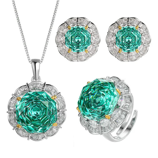 2025 New Jewelry Gold Plated Rose Green Fashion Luxury Set Bridal Wedding Dress Adult Ceremony Banquet Fashion Accessories