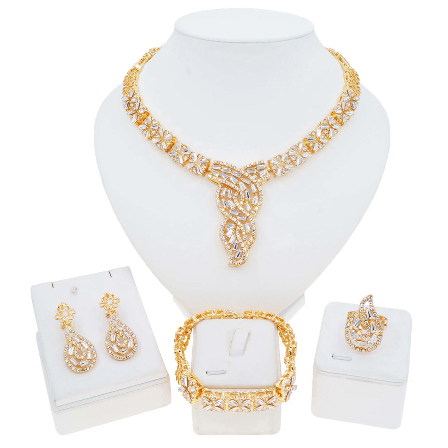 Zhuerrui Factory Wedding Gold Jewelry Set Beautiful Silver Diamond Bead Jewelry Sets Simple Women's Festival Gift HZ23002110