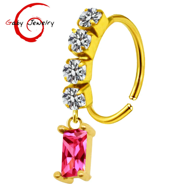 S&S Stainless Steel Dangle Hoop Nose Ring Collection | 66 Designs