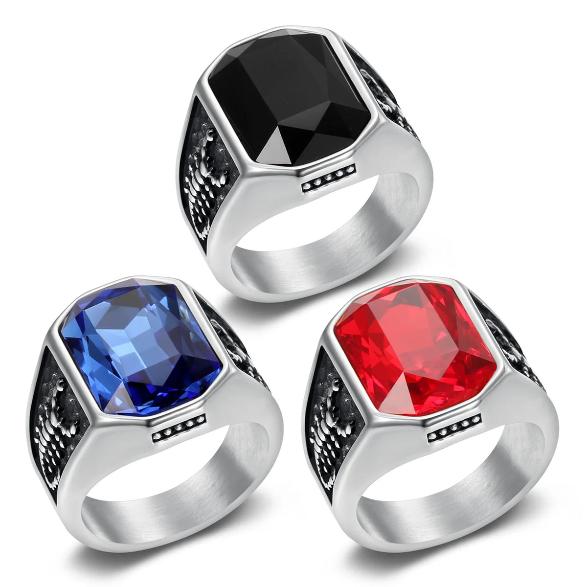 BiG-BOSS Creative, Business, Personalized, Men's Gemstone Ring, Fashionable Scorpion Stainless Steel Finger Ring, Trendy Hip-hop Jewelry