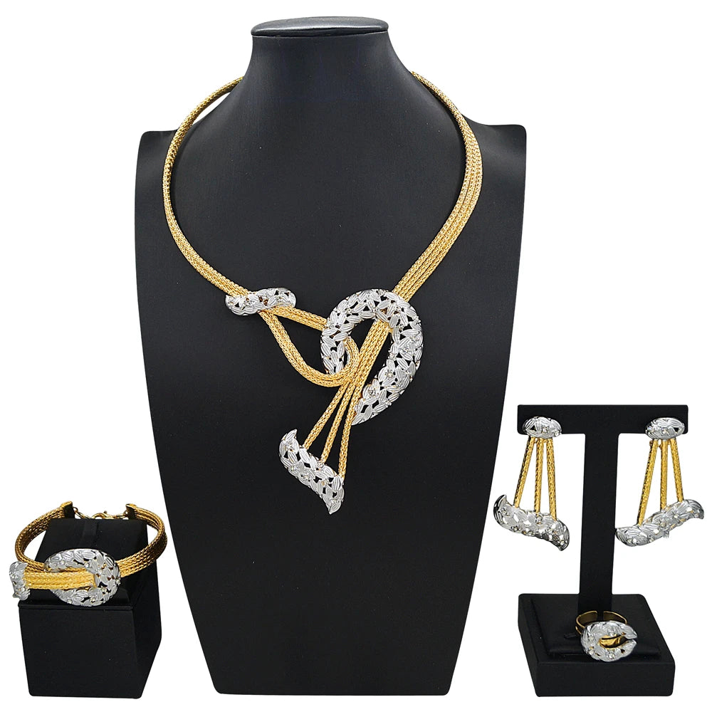 Zhuerrui Italiano Gold Designs Women Jewellery Set Party Fine Costume Jewelry Set Luxury Big Necklace Jewellery Sets X0008930