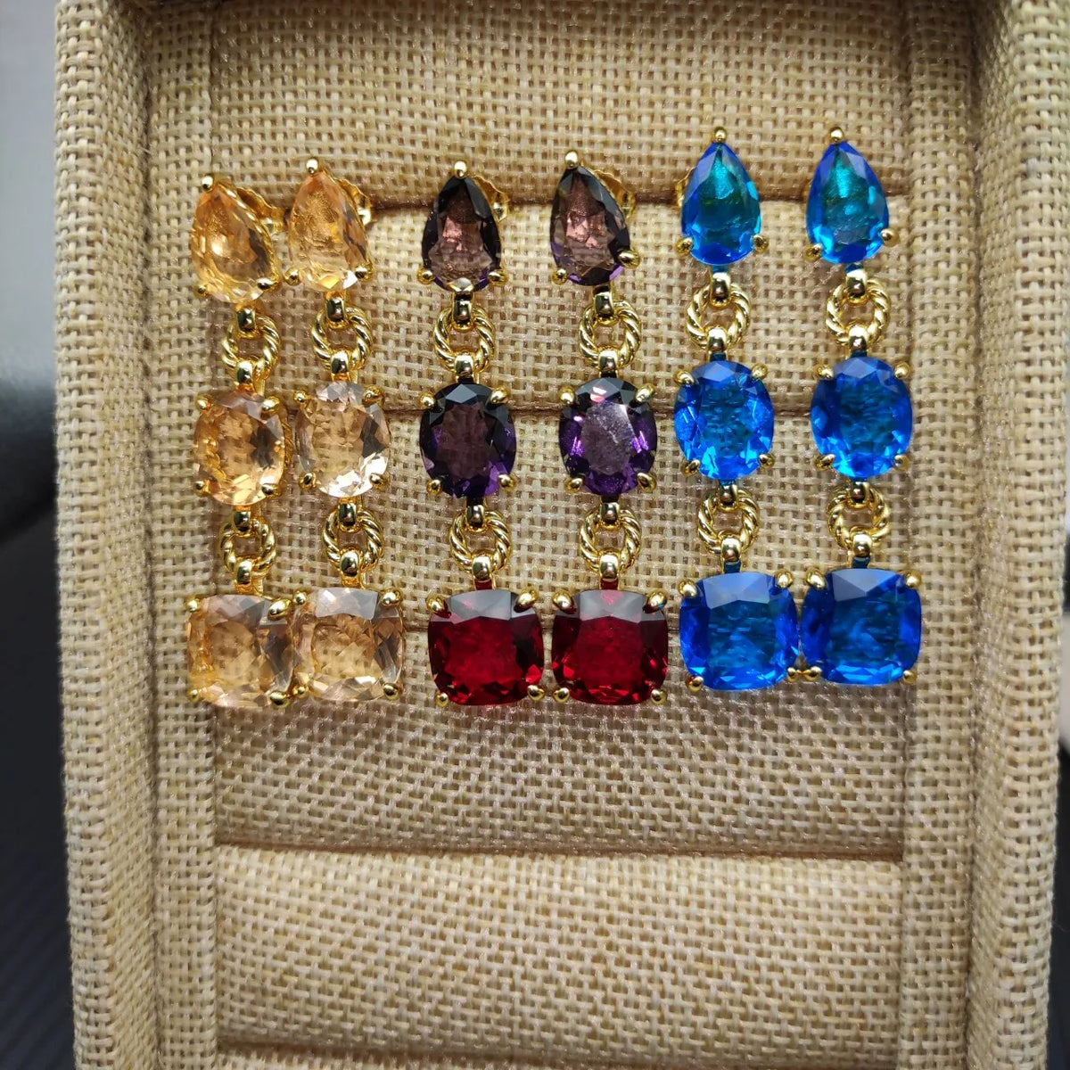 FASHIONISTA DY High-Quality Silver-Plated Colored Diamond Earrings. Gold-Plated Colored Gemstone Earrings. Jewelry.