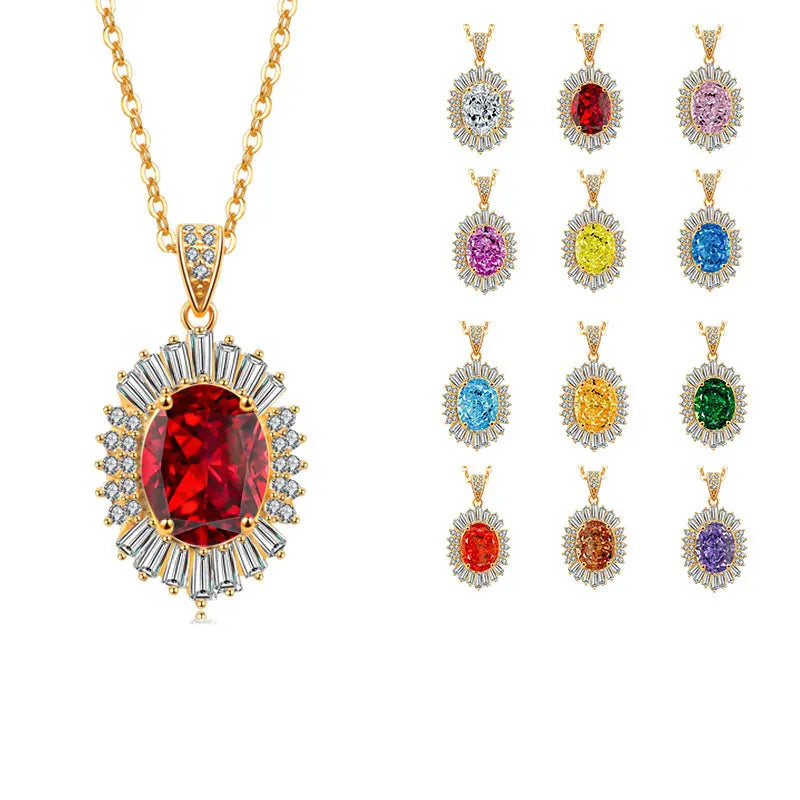 New Arrival 925 Silver Fine Jewelry Set High Quality Fashion Gemstone Adjustable Colorful Pendant Necklace for Women Gifts