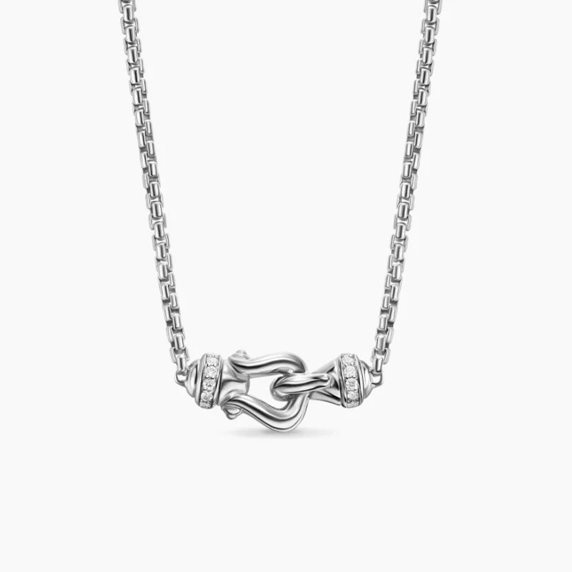 FASHIONISTA DY High-Quality Silver-Plated 16.2mm Petite Clasp Diamond Necklace. Gold-Plated Diamond Necklace. Jewelry .