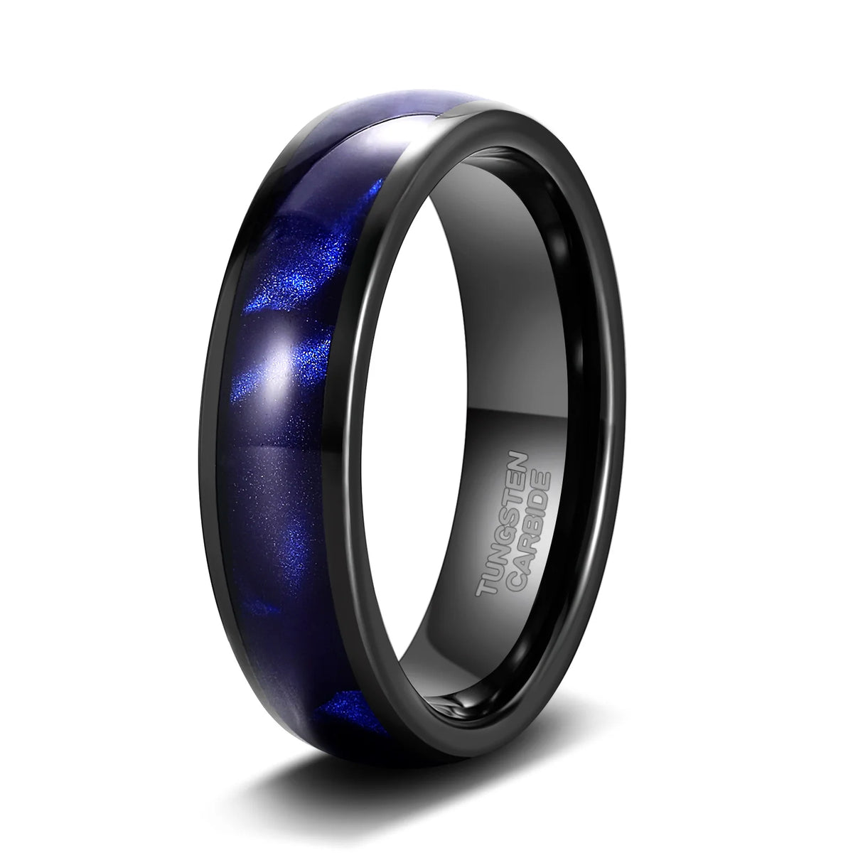 REBEL Blue Crushed Shell Inlay Tungsten Carbide Ring