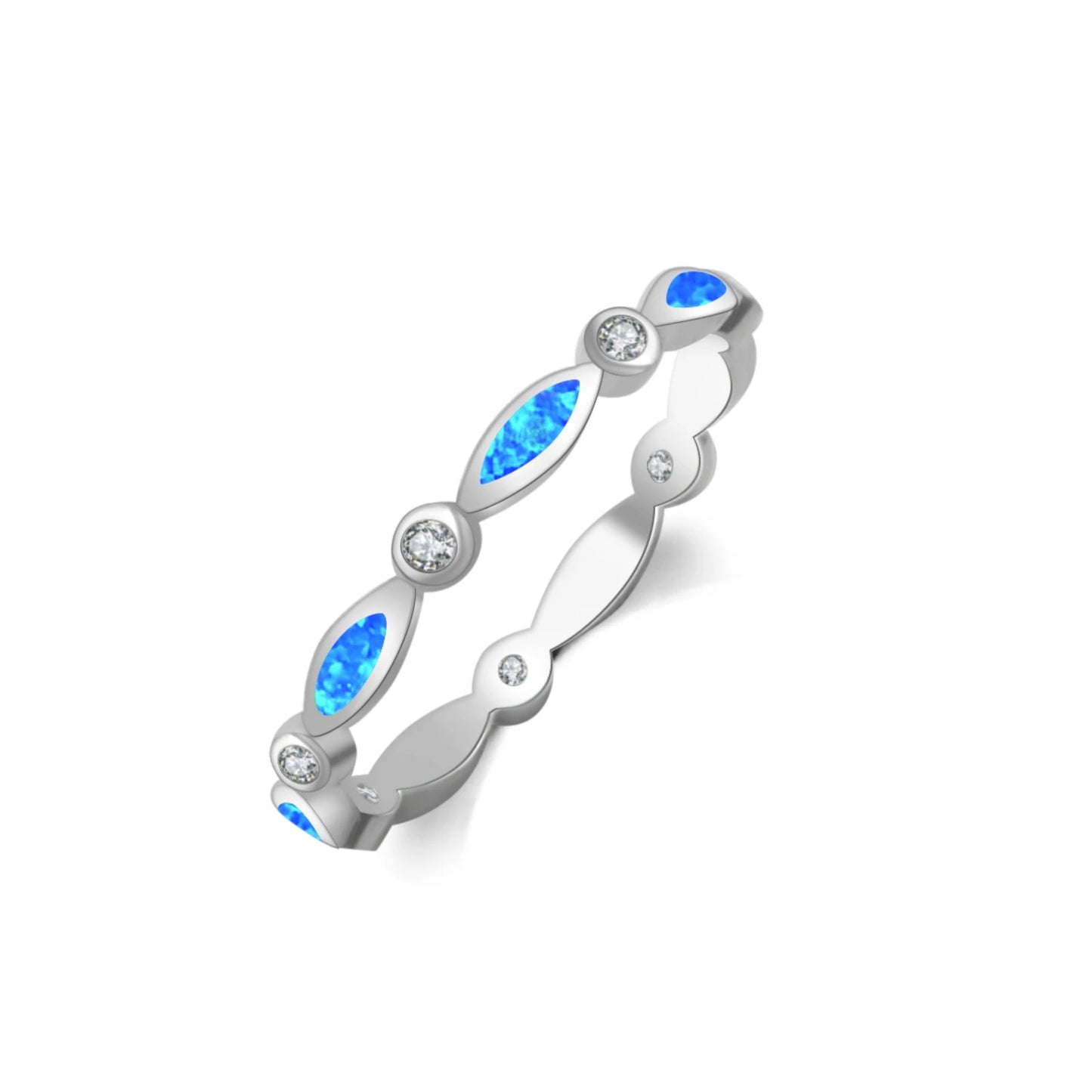 Elegant Double-Heart Opal Promise Ring -& CZ Paved Band | Romantic Daily Jewelry Bulk Gifts