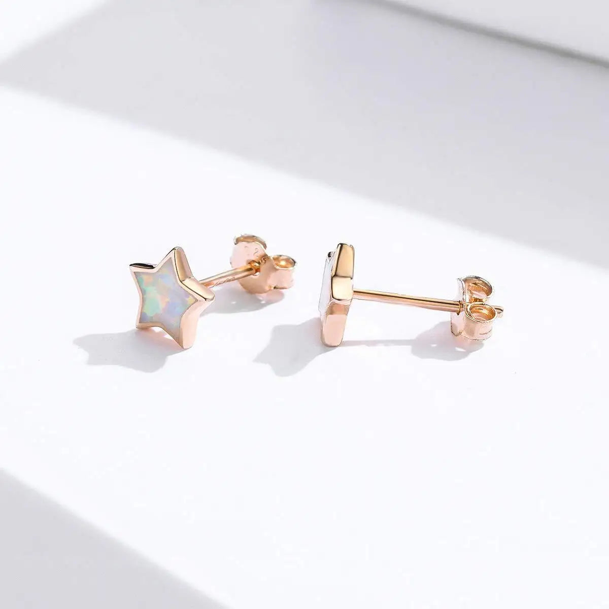 Euro American Minimalist Opal Earrings  Silver Rose Gold 5 Point Star Studs Bulk Supply