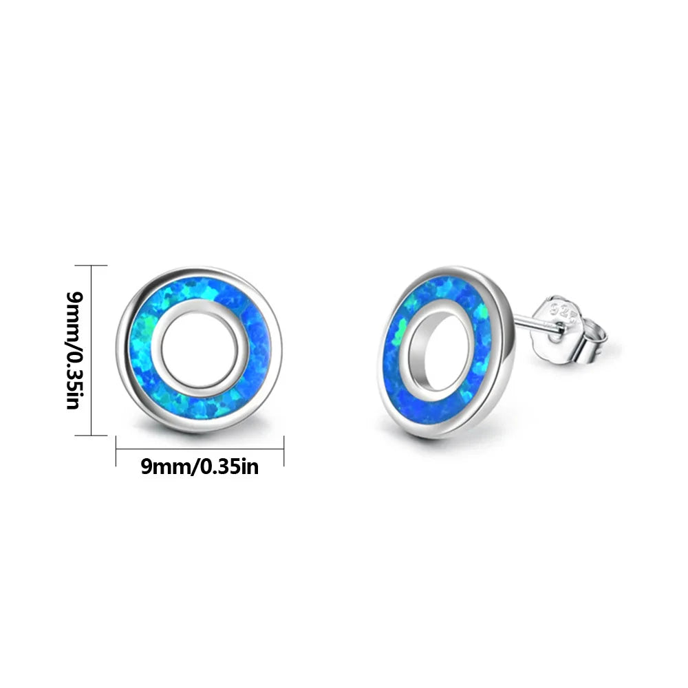 Hawaiian Style Blue Opal Geometric Stud Brass Silver Plated Bohemian Christian Women's Jewelry-TikTok Instagram Top Seller