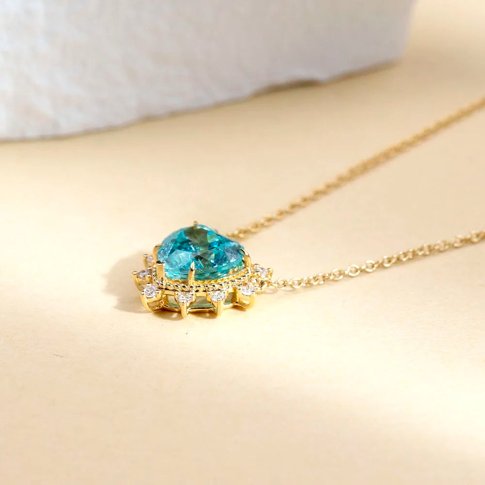 Custom Fine Jewelry MSN-913 18K Yellow Gold Necklace Chain Heart Shape Lab Grown Gemstone Necklace