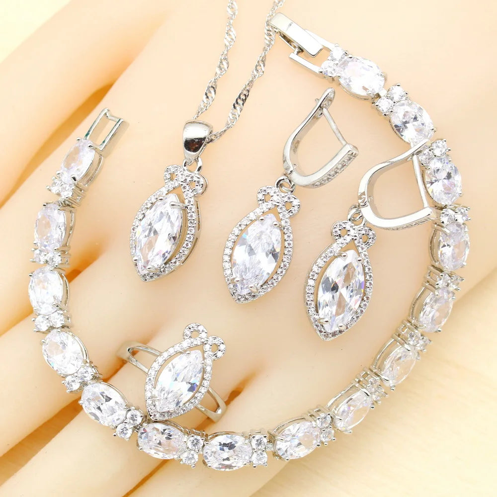 XOTICA 2022 New Classic Purple Crystal Jewellery Sets for Women Zircon Open Ring Pendant Necklace Bracelet Earrings for Wedding Party