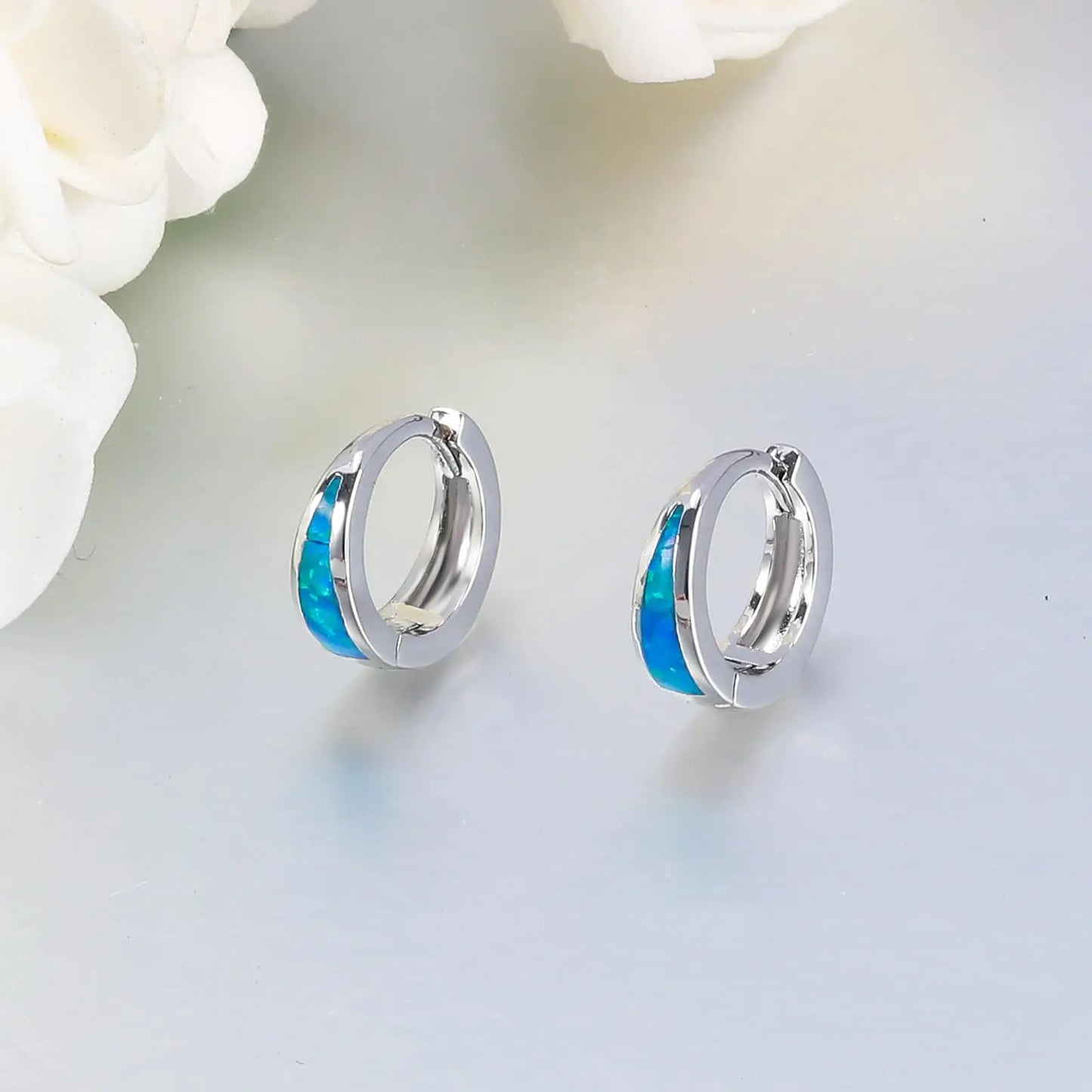 Jewelry for Women Bohemian Plant Floral Cluster Silver Plated Opal Circle circle Stud Earrings