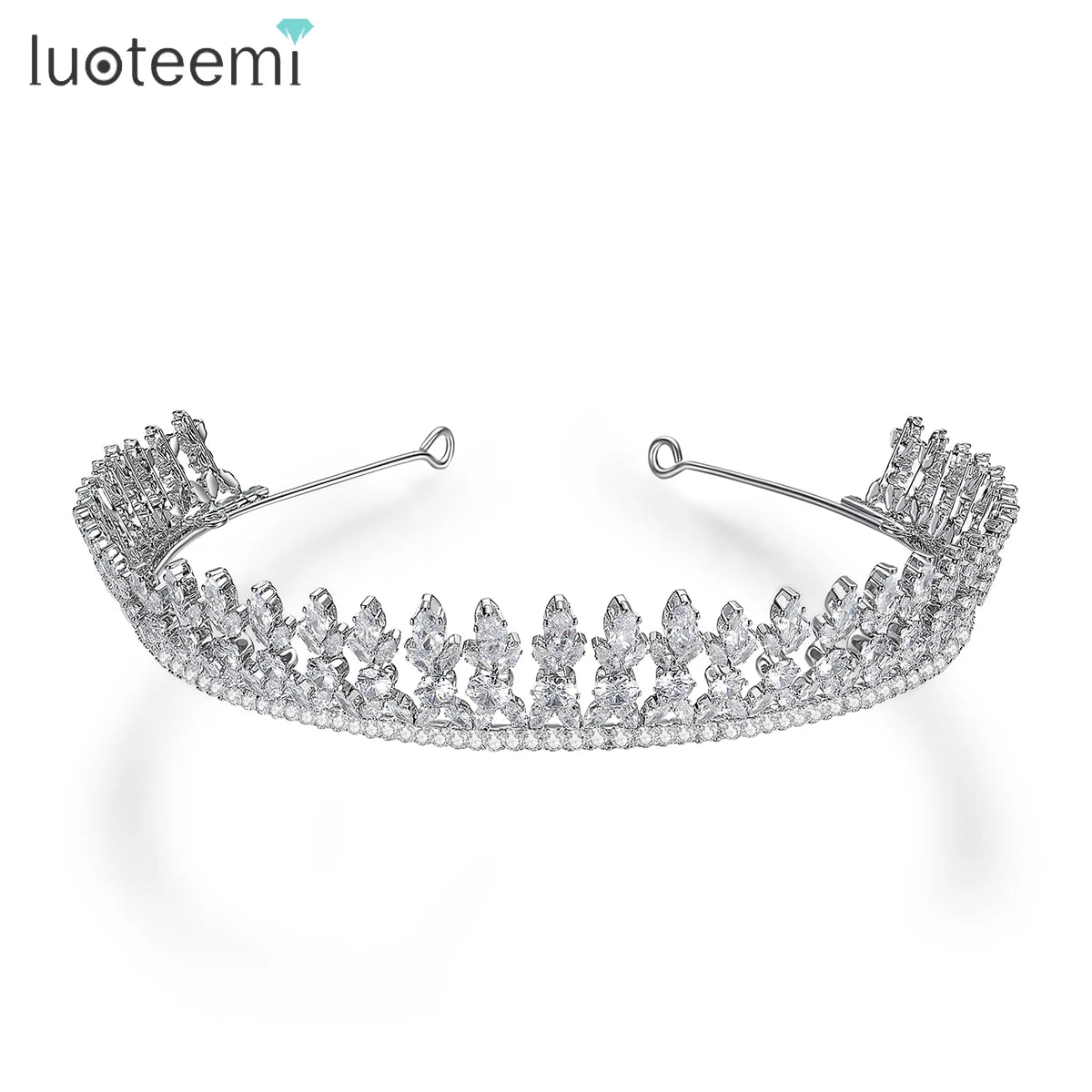 LUOTEEMI Wedding Tiara Comb Jewelry Crown Zircon Flower Girl Luxury Woman Elegant Bridal Hair Accessories