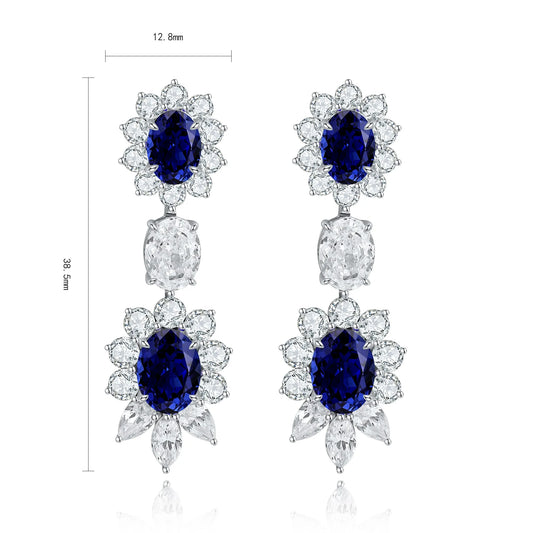 Gemfiori Anster High Quality S925 Lab Grown Sapphire Earring Stud Dainty Gemstone Stud Earrings for Women Daily Wear Gift