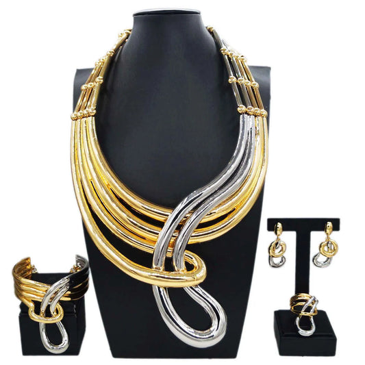 Zhuerrui Latest Pendant Good Jewelry Sets Simple Silver Necklace Bracelet Jewelry Set Available Bridal Wedding Gifts H20175