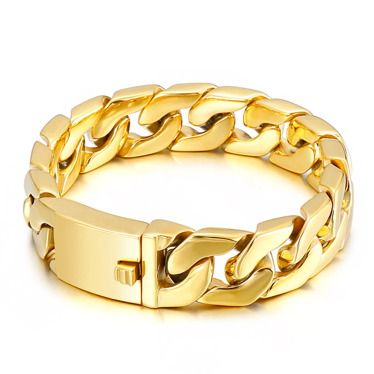 KALEN Charm Stainless Steel Fashion Gold Plated Shiny Male Bracelet