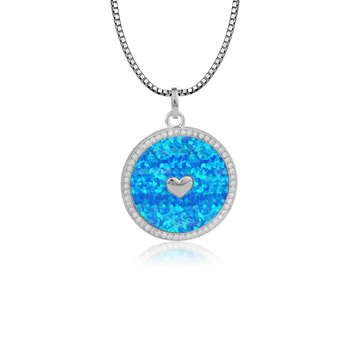 Geometric Opal Box Chain Silver Plated Lariat Necklace Aobao Trendy Gift
