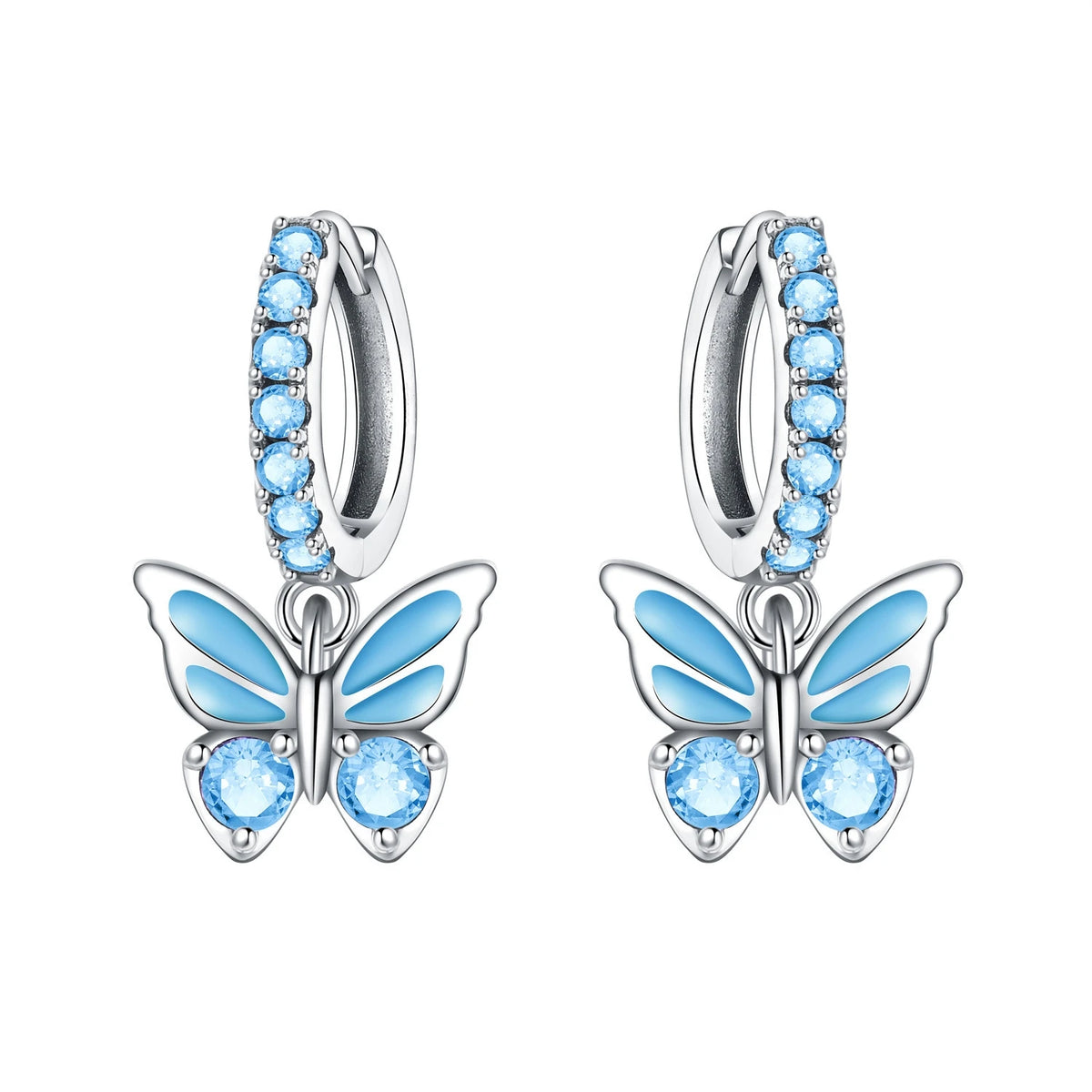 S&S Butterfly Zircon Drop & Stud Earrings | Silver Plated | S&S