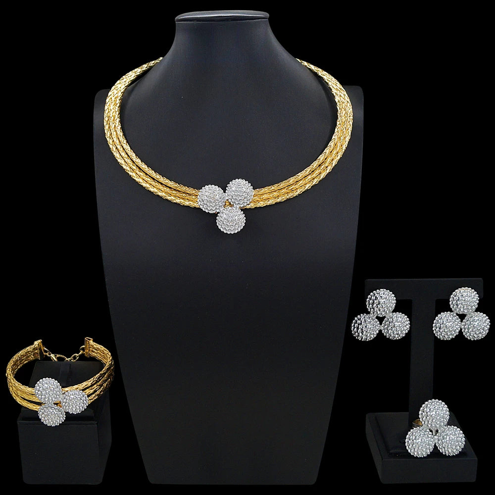 Zhuerrui Italiano Gold Designs Women Jewellery Set Party Fine Costume Jewelry Set Luxury Big Necklace Jewellery Sets X0004430
