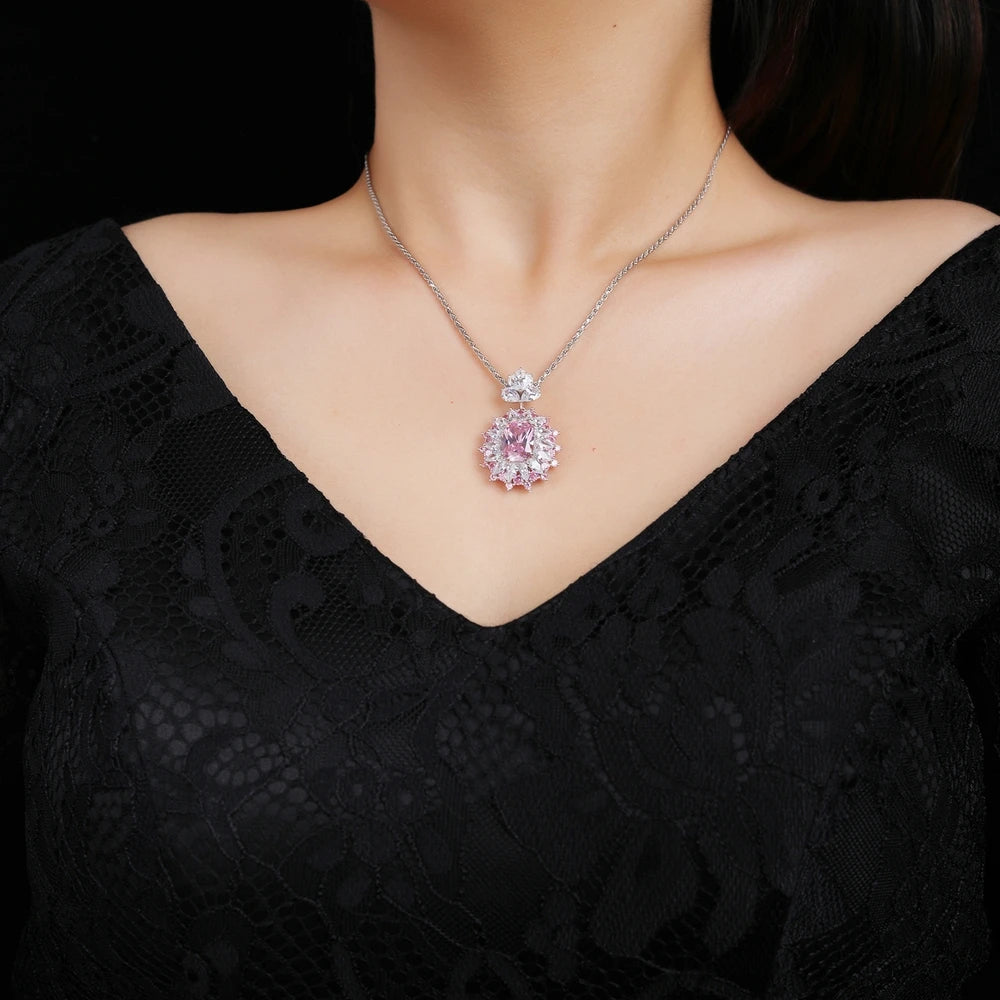 MUSHAN Jewelry Factory S925 Sterling Silver Necklace High End Women Jewelry With High Carbon Diamond Electroplated White Gold