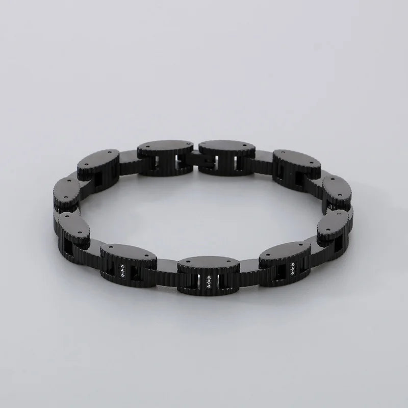 KALEN Men Casual 220mm Stainless Steel Mechanical Links Chain Bracelet