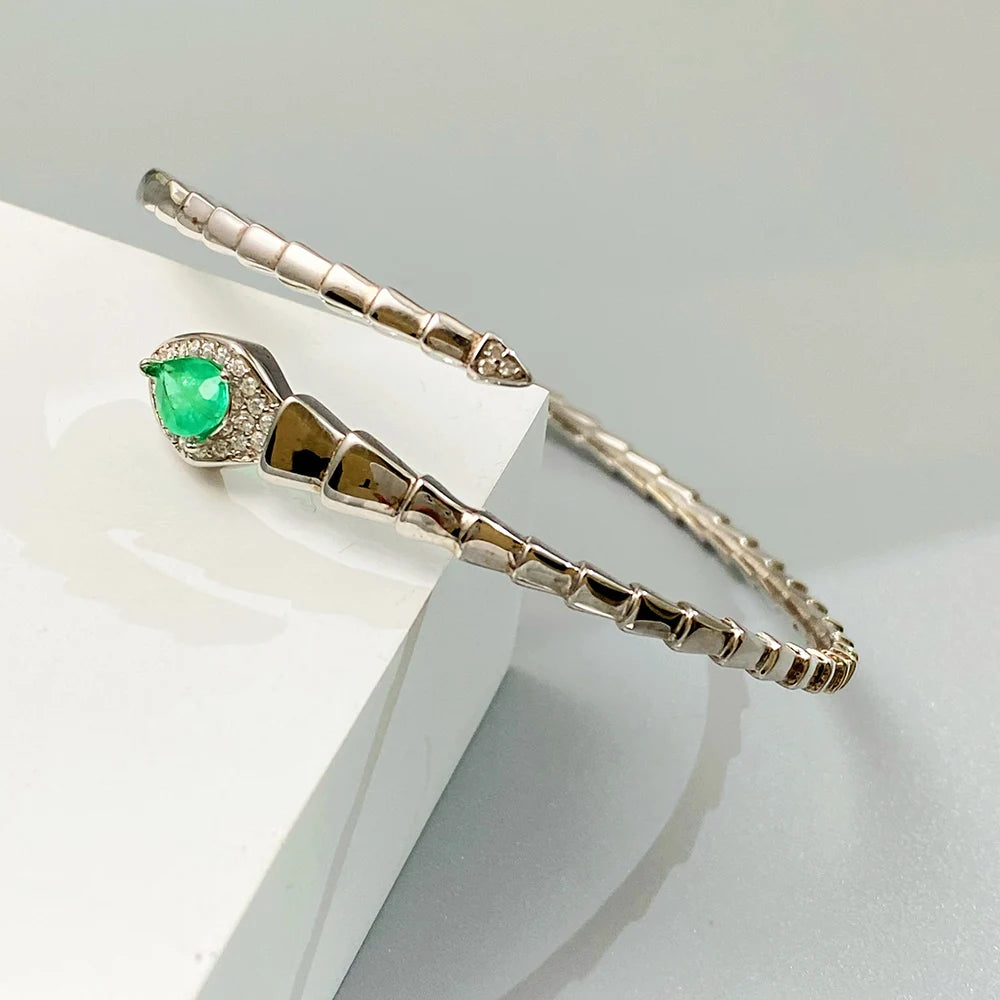 Gioiellieri Sterling Silver Emerald Bracelet with Natural Green Stone for Ladies S925 Fine Jewelry Elegant Gemstone Anniversary Present