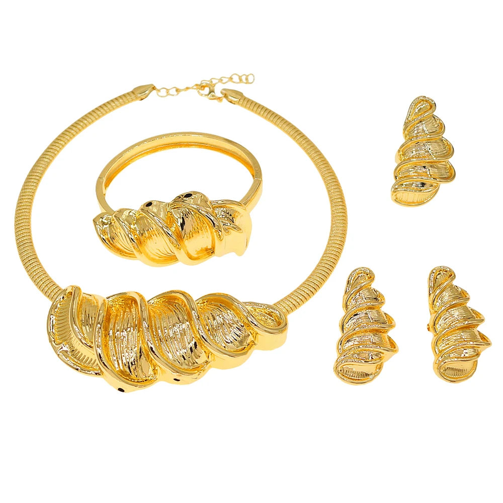 Zhuerrui Nigerian 18k Gold Plated Jewelry Set Brazil Gold Designer Wedding Jewellery Set Fashion Necklaces Jewelry SetsHK031522