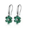 Gemfiori Jewelry Flower Shape Lab Ruby Sterling Silver 925 Jewellery Dangle Drop Earrings for Girl