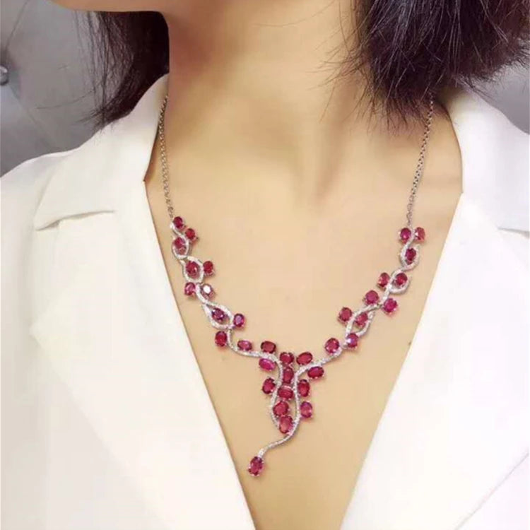 Pruudi Kaelakee Fashion 18k Gold Pendant Necklace Flower Necklace Natural Diamond Ruby Necklace Luxury Ruby Gemstone Jewelry