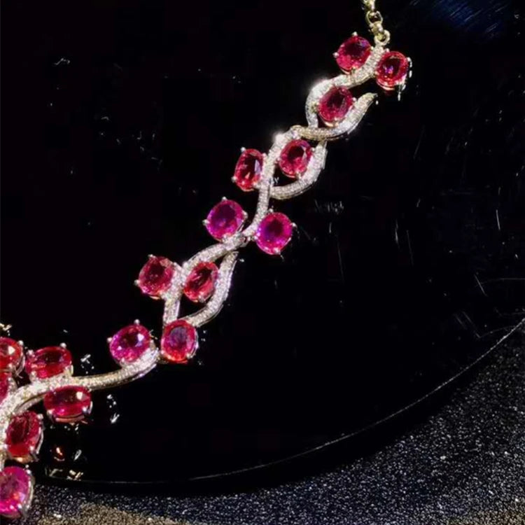 Pruudi Kaelakee Fashion 18k Gold Pendant Necklace Flower Necklace Natural Diamond Ruby Necklace Luxury Ruby Gemstone Jewelry