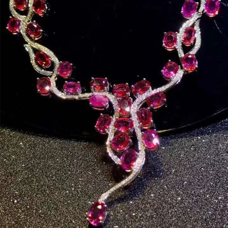 Pruudi Kaelakee Fashion 18k Gold Pendant Necklace Flower Necklace Natural Diamond Ruby Necklace Luxury Ruby Gemstone Jewelry