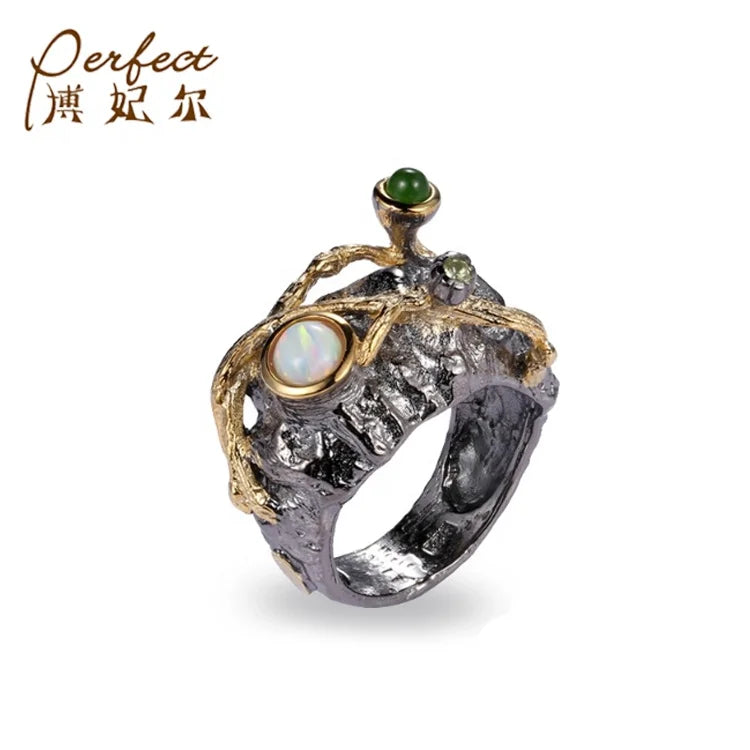 Hot Sale 925 Sterling Silver Gemsones Designs Ring with Peridot for Men