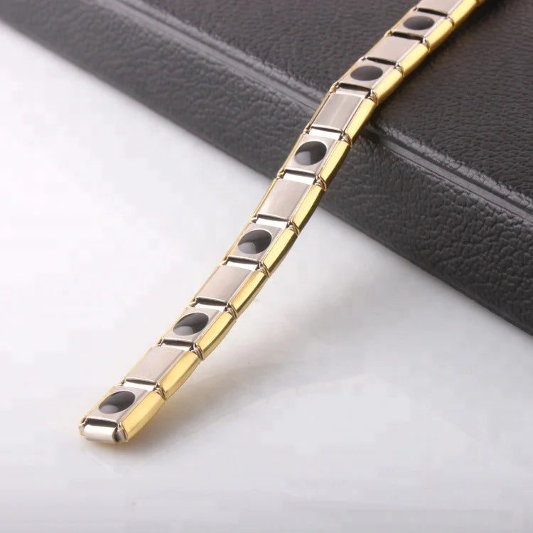 Best Friend Gift Men's Anniversary Luxury Therapeutic Magnetic Tungsten Black Gun Plated Chain Link Trendy Bracelets