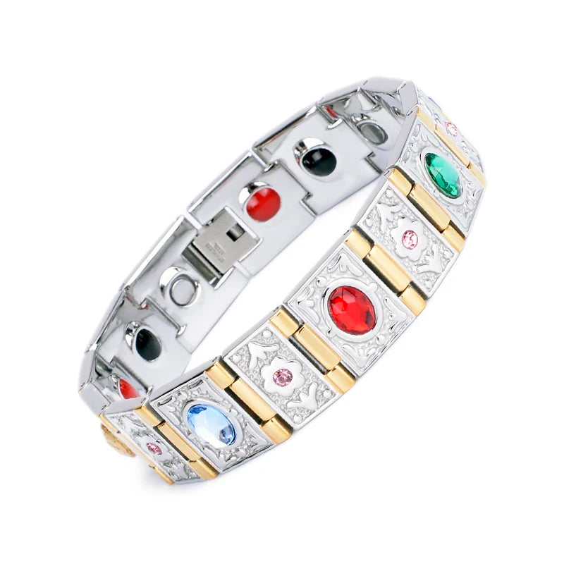 Wholesale Unisex Bio Magnetic Bracelet Crystal Stainless Steel and Titanium Health Jewelry for Weddings and Gifts