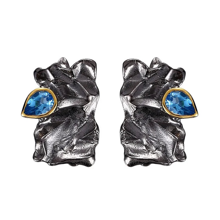 Inspired Design 925 Silver Blue Topaz Plated Earrings Jewelry