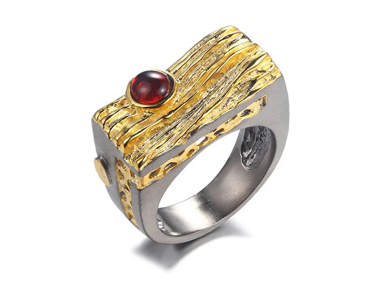 Quality Chinese Products Sterling Silver Garnet Stone Ladies Gold Plated Elegant Ring