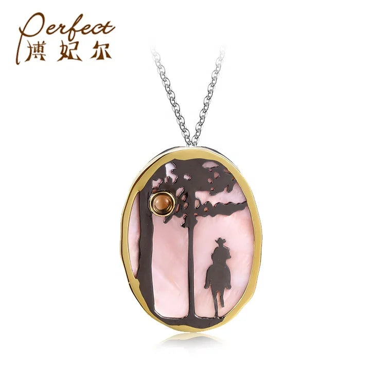 Perfect New Silver 925 18K Gold Plated Classic Citrine/Pink Mop Women's/Unisex Pendant Necklace with Factory Price