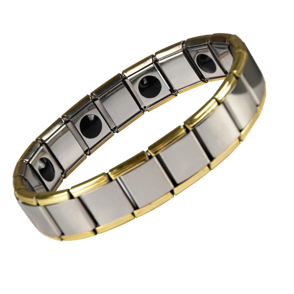 Best Friend Gift Men's Anniversary Luxury Therapeutic Magnetic Tungsten Black Gun Plated Chain Link Trendy Bracelets