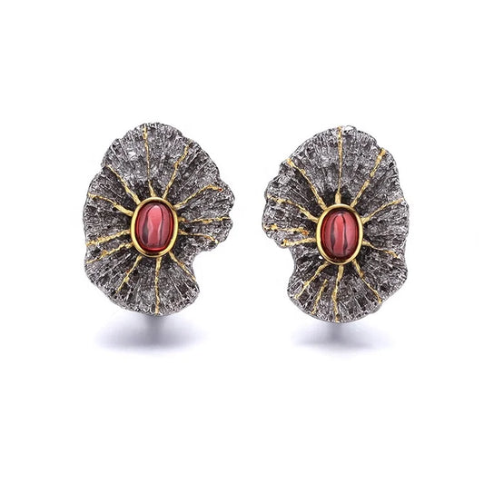 Silverelli Ladies Fashion Garnet Stone 925 Sterling Silver Earring Jewelry for Women