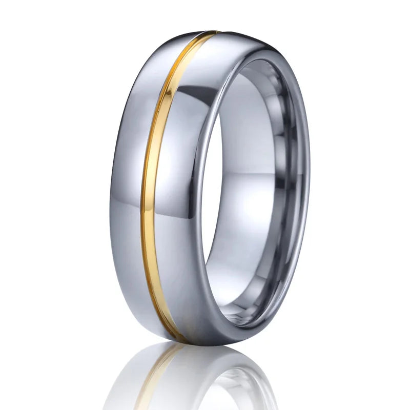 Wholesale Classic 6mm Tungsten Carbide Wedding Band 18K Gold Plated Inlay Setting 6mm Gold Filled Ring for Men and Women