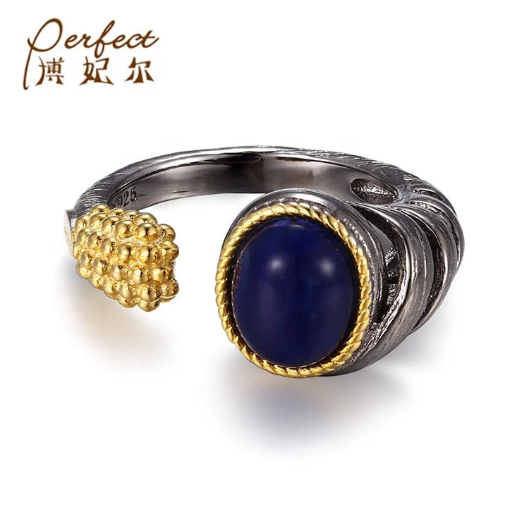 OEM Custom Size 925 Sterling Silver Open Ring With Purple Sodalite